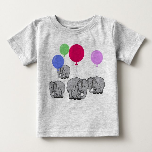 Camiseta Para Bebê Elefantes voadores (Frente)