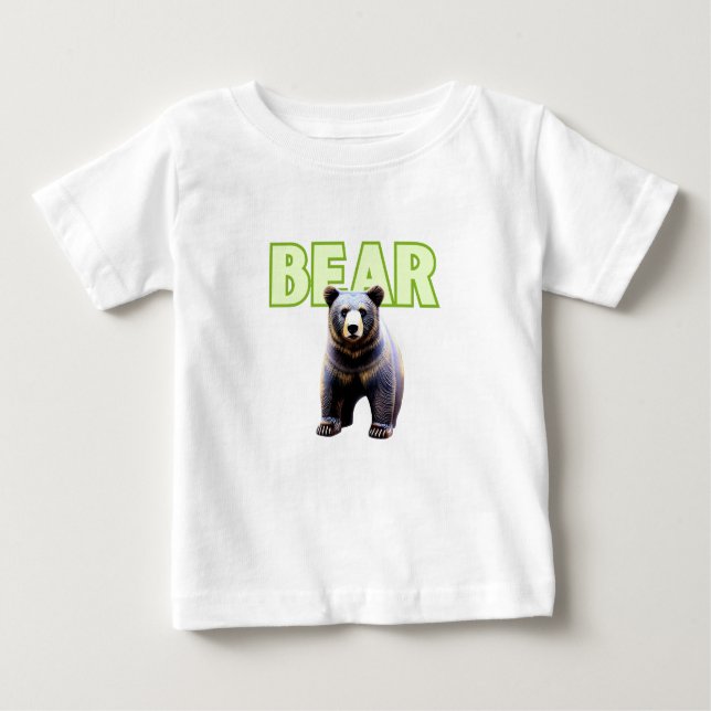 Camiseta Para Bebê Elegância de Urso: Design de Perca Icônica (Frente)