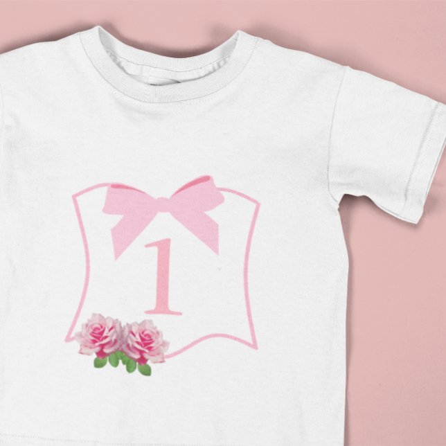 Camiseta Para Bebê Elegante Arco Floral 1º Aniversário (Criador carregado)