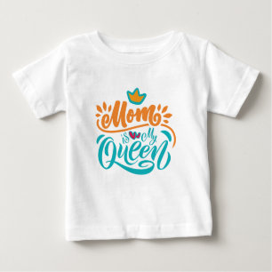 Camiseta Para Bebê Elegante Design Typografia Mãe É Minha Rainha