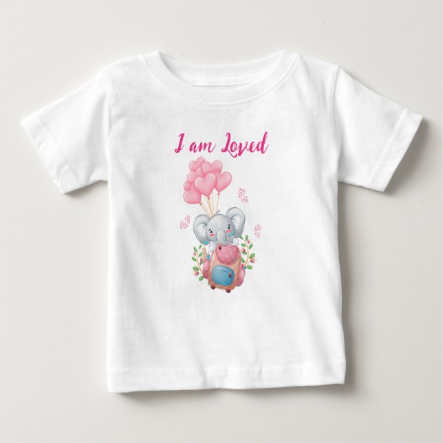 Camiseta Para Bebê Elegante Elefante Rosa  (Frente)