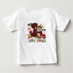 Camiseta Para Bebê Elegante Natal Aguarela Neve