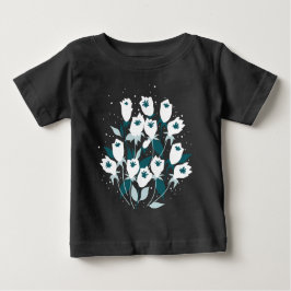 Camiseta Para Bebê Elegante Tulip Flower Pattern Botanical Art Design
