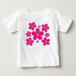 Camiseta Para Bebê Elemento cor-de-rosa floral