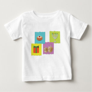 Camiseta Para Bebê Elementos judaicos do feriado de Hanukkah