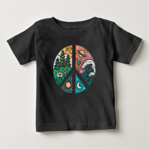 Camiseta Para Bebê Elementos Pacíficos: Natureza & Cosmos