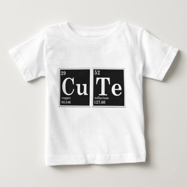 Camiseta Para Bebê Elementos periódicos do CU TE (Frente)