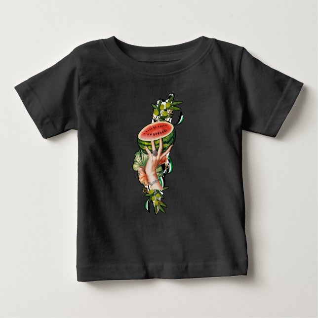 Camiseta Para Bebê Elementos tradicionais da Palestina no mapa palest (Frente)