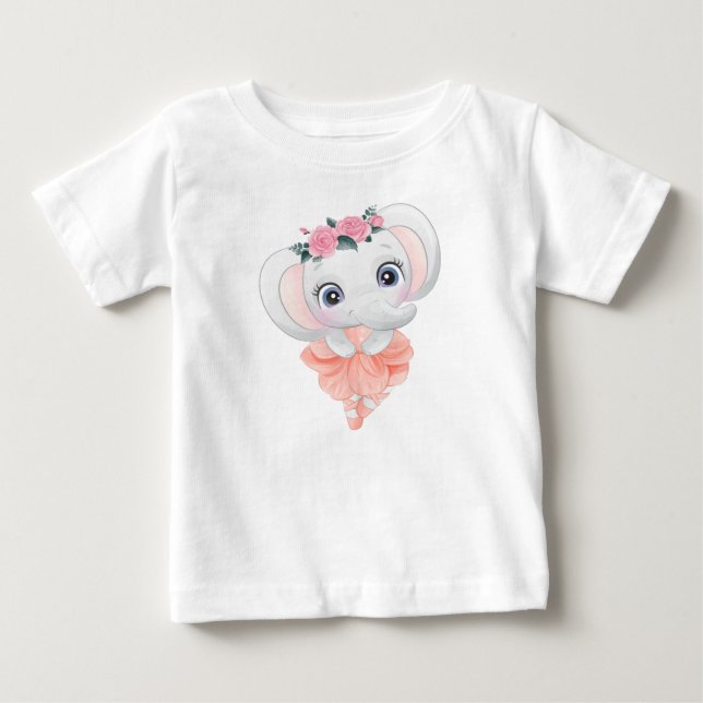 Camiseta Para Bebê Elephant Ballerina (Frente)