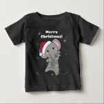 Camiseta Para Bebê Elephant Christmas Snow Winter Animals Elephants<br><div class="desc">The elephant at Christmas with fairy lights. Funny animals with gifts and snow for the holidays. Also funny for Christmas in July. Elephants are cute animals and perfect for Christmas.</div>