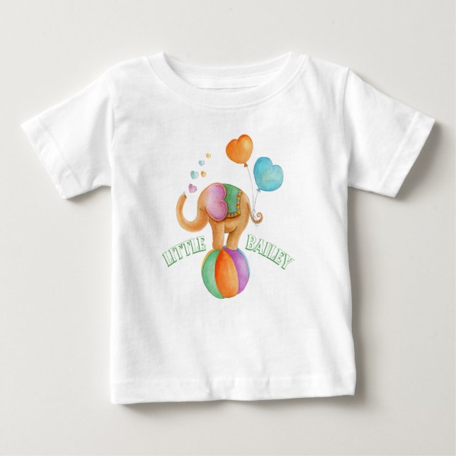 Camiseta Para Bebê Elephant circus watercolor (Frente)