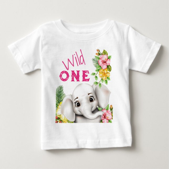 Camiseta Para Bebê Elephant Jungle Safari Personalizado (Frente)