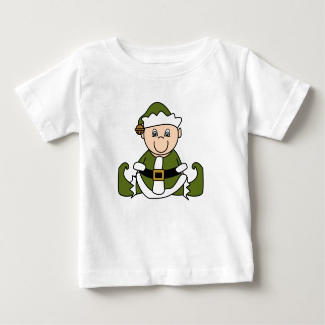 Camiseta Para Bebê Elf de Natal Branco (Frente)