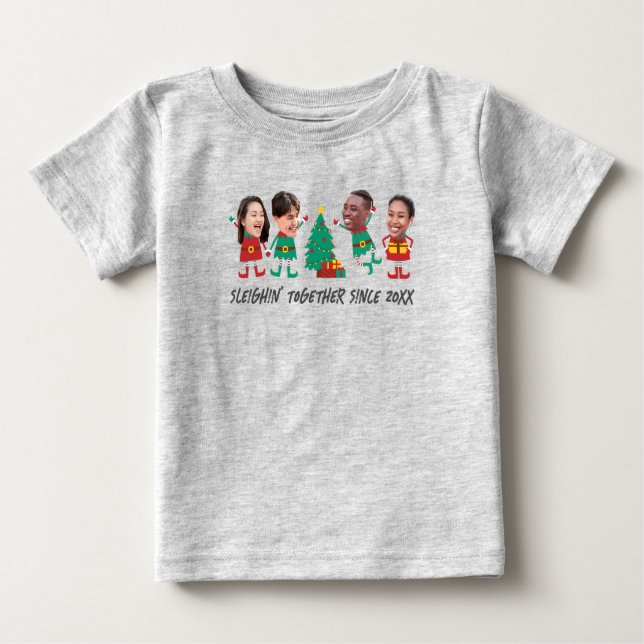 Camiseta Para Bebê Elf de Natal Personalizado Com Rosto Engraçado (Frente)