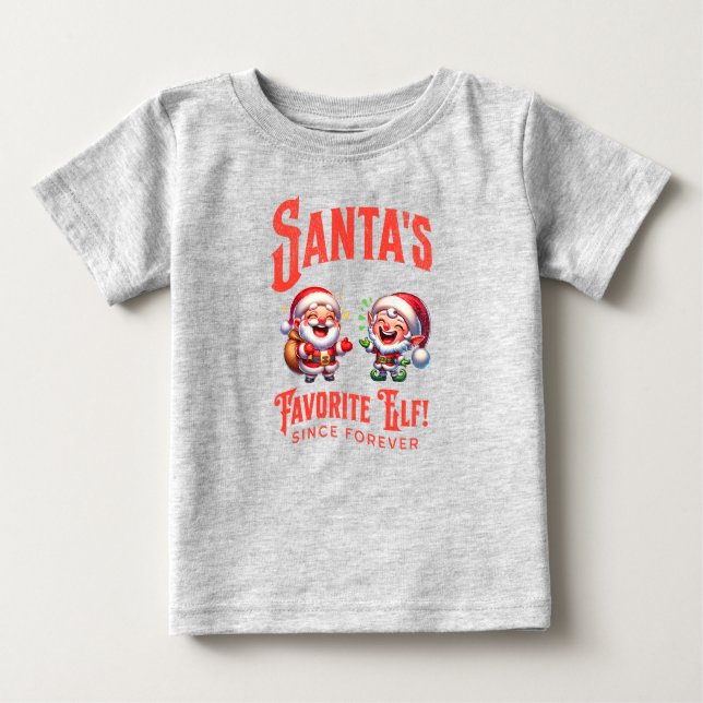 Camiseta Para Bebê Elf Favorito Dos papais noeis Desde Sempre (Frente)