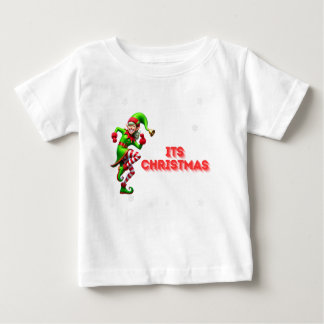Camiseta Para Bebê Elf Feliz Dançando com sua Design de Natal