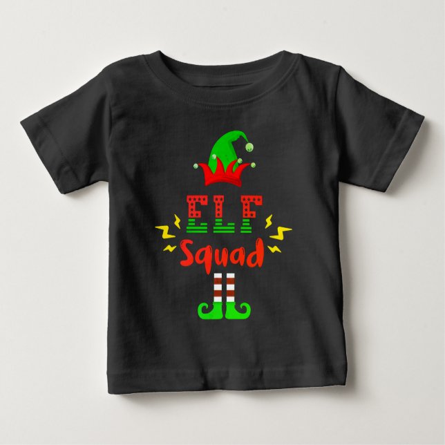 Camiseta Para Bebê ELF SQUAD FUNNY - T-Shirt FUN DE NATAL (Frente)