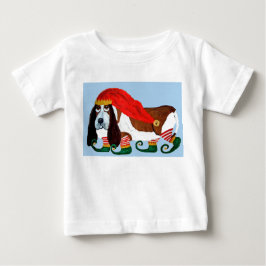 Camiseta Para Bebê Elfo Basset Hound de Natal