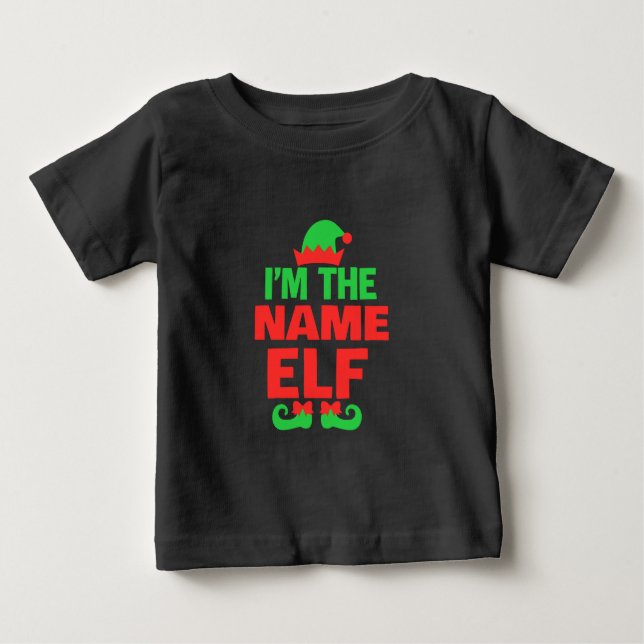Camiseta Para Bebê Elfo de Natal Personalizado (Frente)