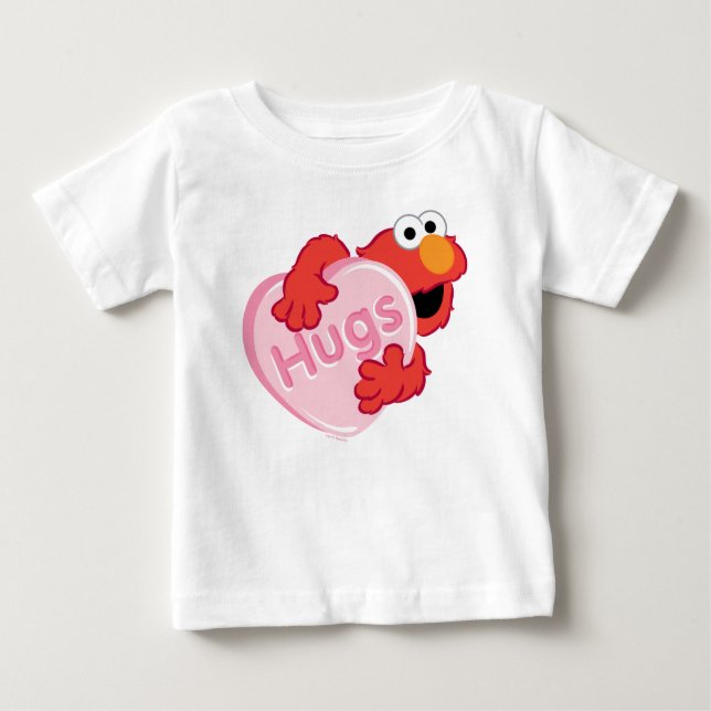 Camiseta Para Bebê Elmo "Abraços", Namorados Cardíaco Doce (Frente)