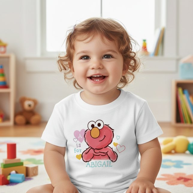 Camiseta Para Bebê Elmo Adorável | Adicione seu próprio nome (Criador carregado)