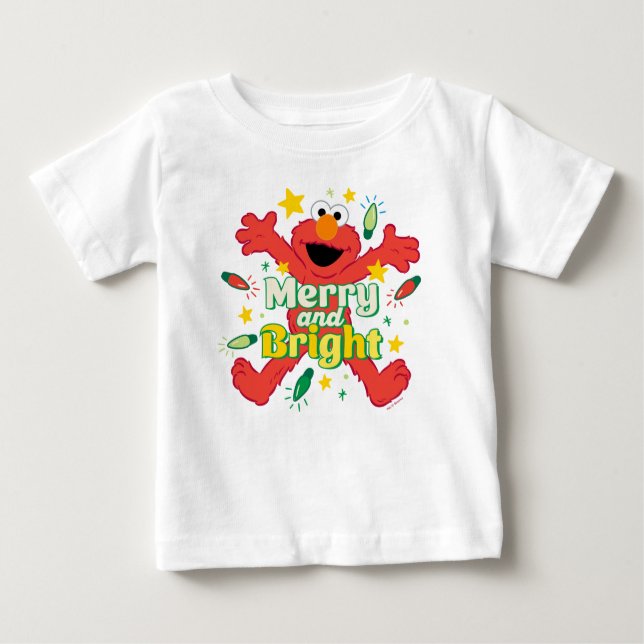 Camiseta Para Bebê Elmo | Feliz e Brilho (Frente)