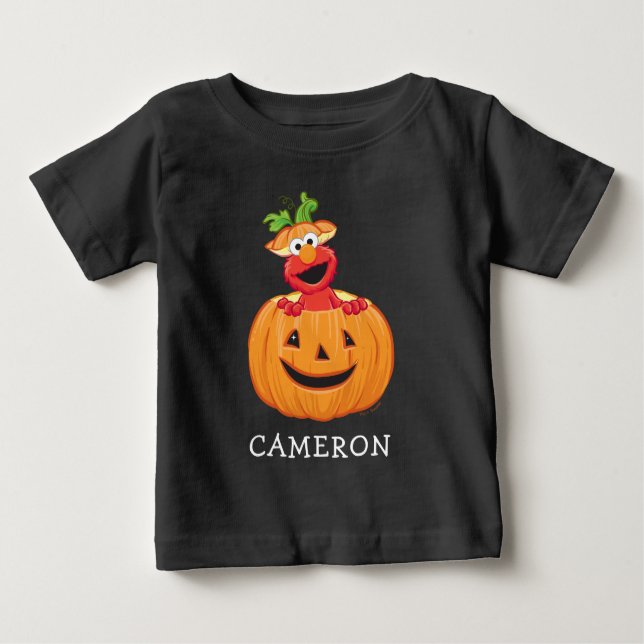 Camiseta Para Bebê Elmo | Halloween Jack-O-Lanterna (Frente)