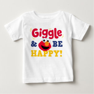 Camiseta Para Bebê Elmo Ri e Fica Feliz