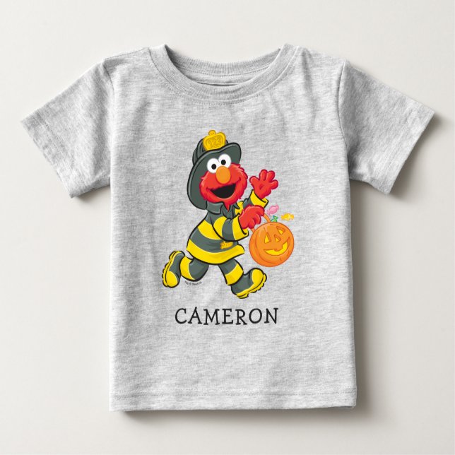 Camiseta Para Bebê Elmo | Roupa de bombeiro (Frente)