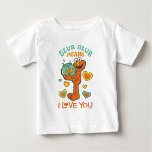 Camiseta Para Bebê Elmo Segurando seu Pet Goldfish