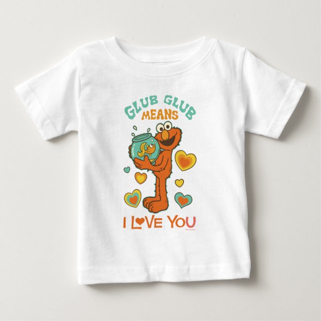 Camiseta Para Bebê Elmo Segurando seu Pet Goldfish (Frente)