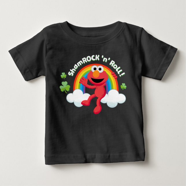 Camiseta Para Bebê Elmo | Shamrock 'n' Roll Arco-íris (Frente)