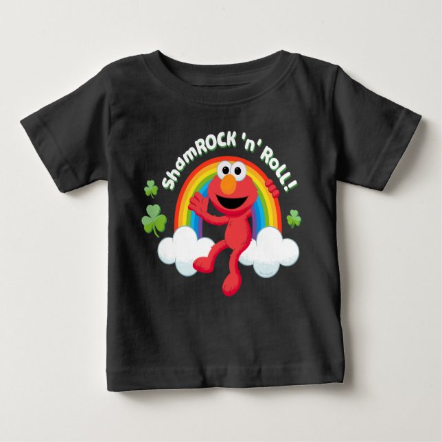 Camiseta Para Bebê Elmo | Shamrock 'n' Roll Rainbow (Frente)