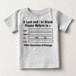 Camiseta Para Bebê Em caso de perda e/ou Bebado, volte para
