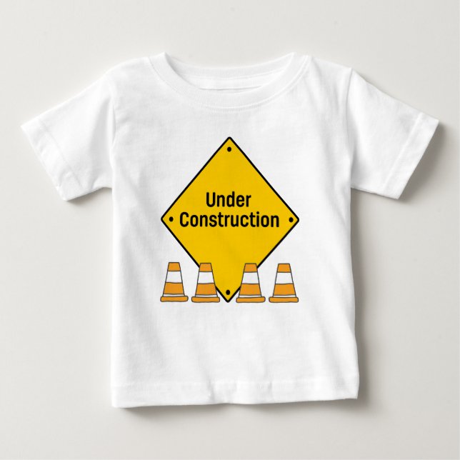 Camiseta Para Bebê Em Construção com Cones (Frente)