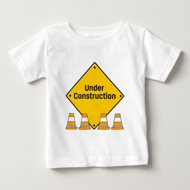 Camiseta Para Bebê Em Construção com Cones (Frente)