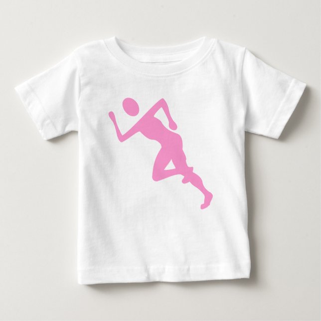 Camiseta Para Bebê Em Execução - Rosa (Frente)