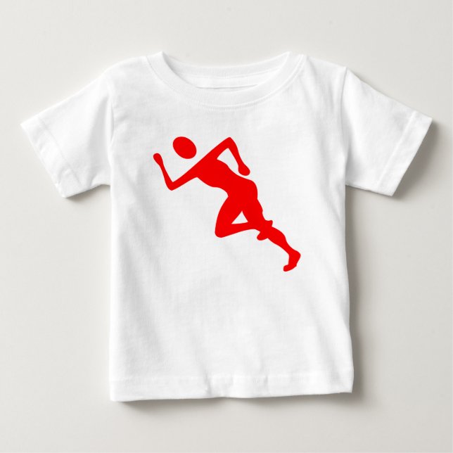 Camiseta Para Bebê Em execução - Vermelho (Frente)
