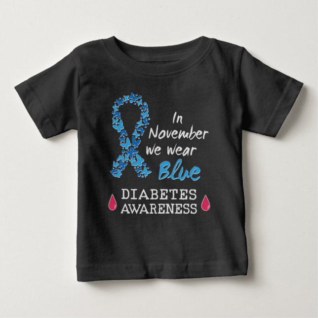Camiseta Para Bebê Em novembro, vestimos a consciência azul da diabet (Frente)