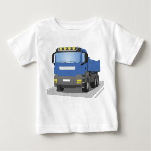 Camiseta Para Bebê em obras azuis CAMIÃO COM REBOQUE