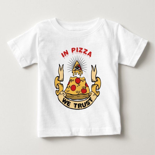 Camiseta Para Bebê Em Pizza Confiamos (Frente)