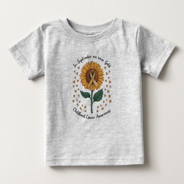 Camiseta Para Bebê Em setembro, Vestimos conhecimento do Cancer da in (Frente)