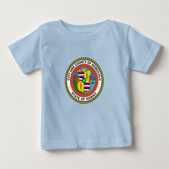 Camiseta Para Bebê Emblema da cidade de Honolulu, Hawaii Baby T-Shirt (Frente)