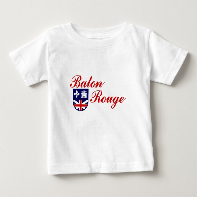 Camiseta Para Bebê Emblema de Baton Rouge, Camiseta do Bebê Louisiana (Frente)