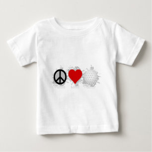 Camiseta Para Bebê Emblema do golfe do amor da paz