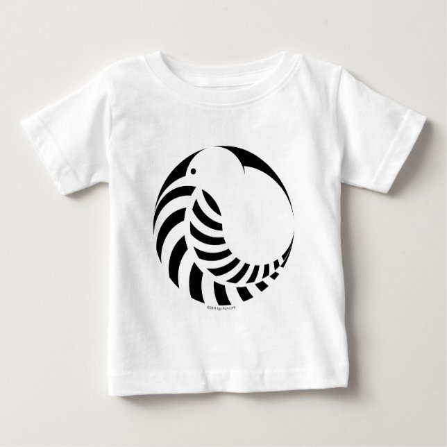 Camiseta Para Bebê Emblema do quivi de NZ/samambaia de prata (Frente)