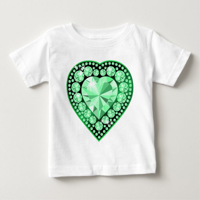 Camiseta Para Bebê Emerald Gem Heart (Frente)