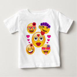Camiseta Para Bebê Emoji bonito enfrenta para miúdos e adultos