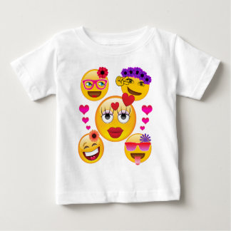 Camiseta Para Bebê Emoji bonito enfrenta para miúdos e adultos