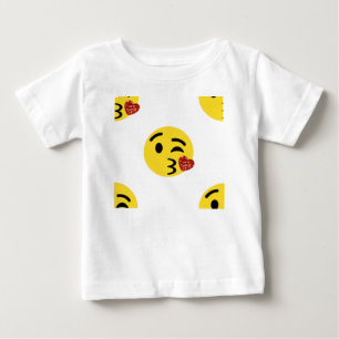 Camiseta Para Bebê emoji de beijo brilhante